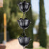 Aluminum Lotus Cup Rain Chain Replacement Downspout for Gutters, Matte Black